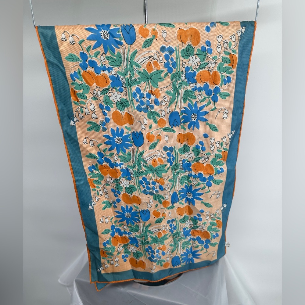 Japanese floral summer peaches and flowers scarf
